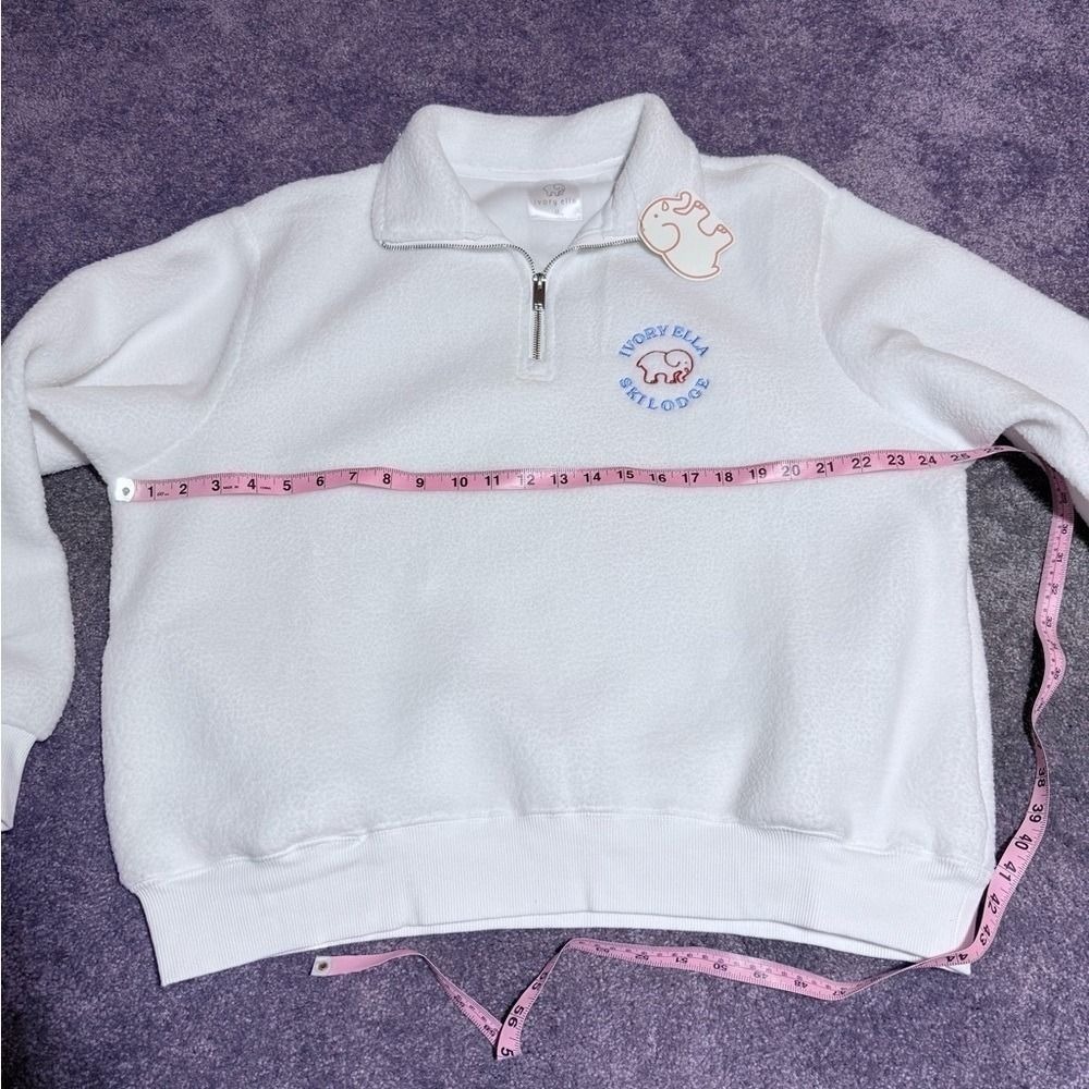 NWT Ivory Ella White Fleece Pullover Ski Lodge Sweater Medium - Picture 3 of 7